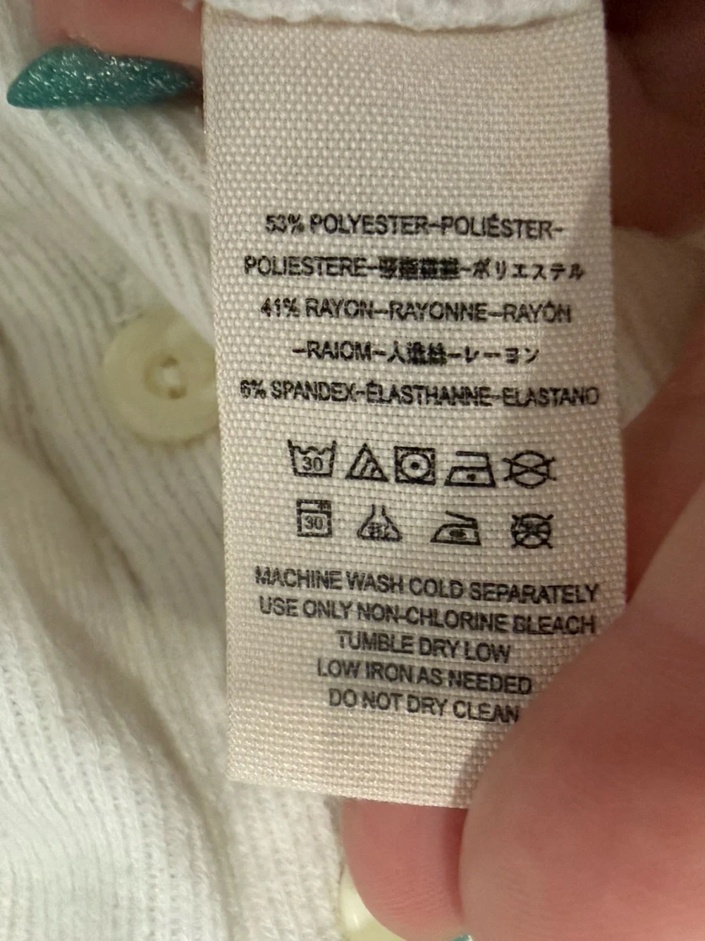 We The Free Large Off White Ribbed Distressed V Neck Button Cardigan Thermal